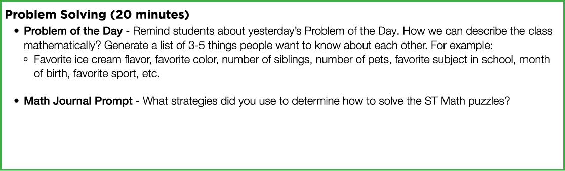 Problem Solving (20 minutes) Problem of the Day - Remind students about yesterday s Problem of the Day  How we can de   