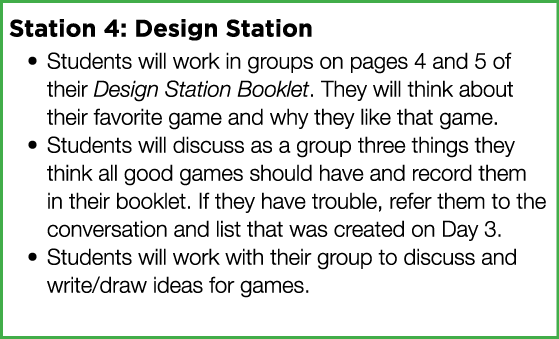 Station 4: Design Station Students will work in groups on pages 4 and 5 of their Design Station Booklet  They will th   