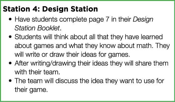 Station 4: Design Station Have students complete page 7 in their Design Station Booklet  Students will think about al   