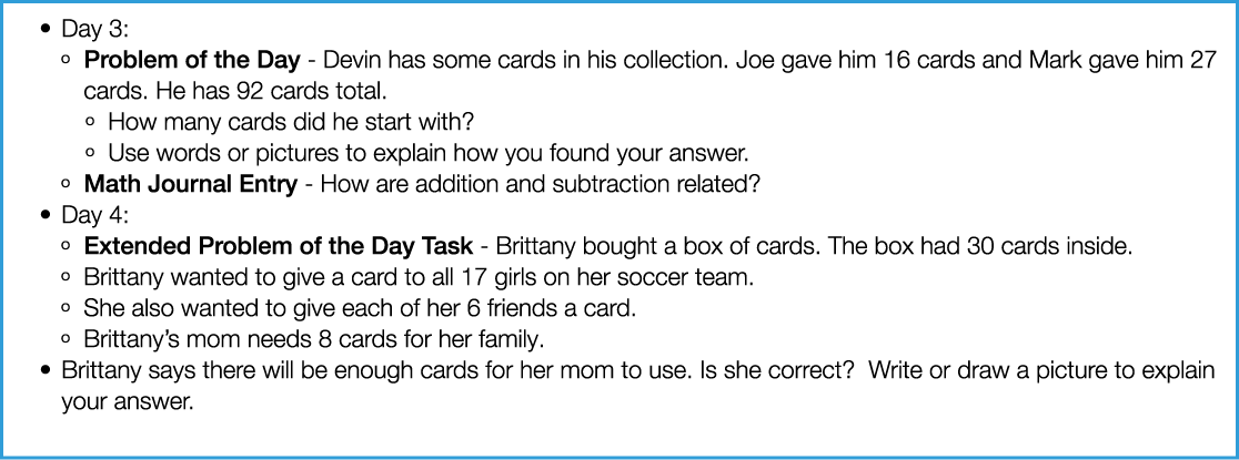   Day 3:   Problem of the Day - Devin has some cards in his collection  Joe gave him 16 cards and Mark gave him 27 ca   