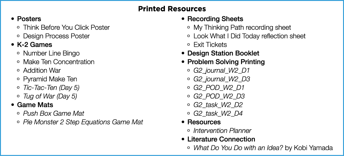 Printed Resources Posters Think Before You Click Poster Design Process Poster K-2 Games Number Line Bingo Make Ten Co   