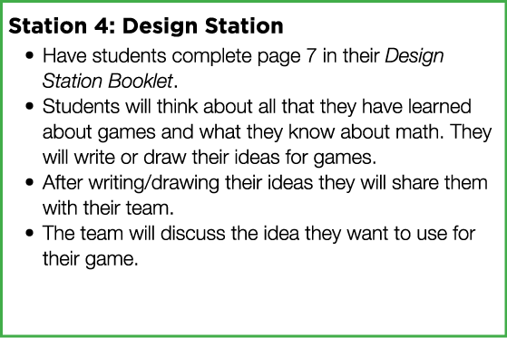 Station 4: Design Station Have students complete page 7 in their Design Station Booklet  Students will think about al   